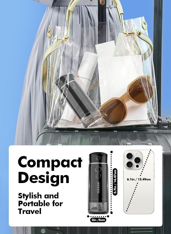 بزفوي خيط مائي لاسنان صغير قابل للشحن – جهاز تنظيف الاسنان بالماء بـ5 أوضاع، خزان ماء تلسكوبي، 6 رؤوس، مقاوم للماء IPX7، مناسب لتنظيف اللثة، التقويم، والعناية بالاسنان (أسود) - Image 2