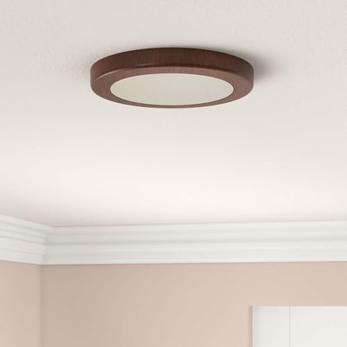 Mufasa 12 Watts Wooden Finish Round LED Surface Panel, Slim Round Ceiling Lamp (15cm) (Warm White) - Image 2