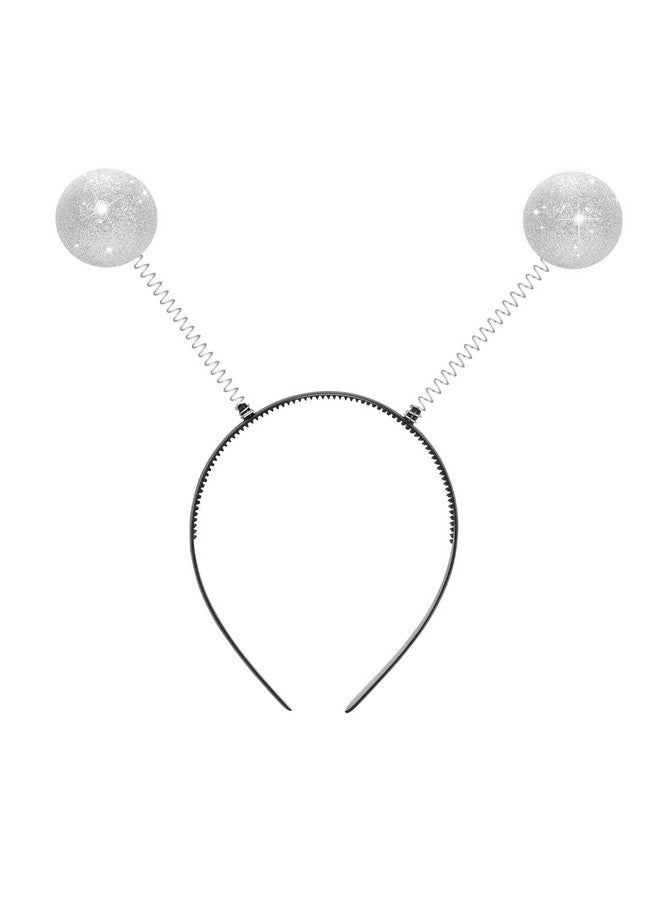 Etercycle Alien Headband, Halloween Headbands Alien Costume Accessories, Space Antenna Head Bands Boppers Ball For Halloween Theme Party Cosplay Costume (Silver) - Image 1