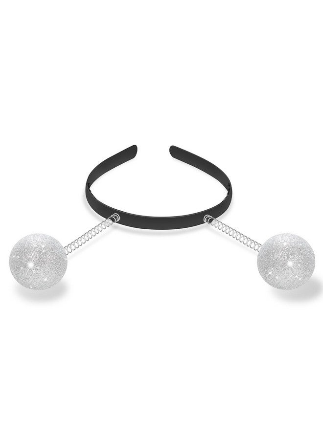 Etercycle Alien Headband, Halloween Headbands Alien Costume Accessories, Space Antenna Head Bands Boppers Ball For Halloween Theme Party Cosplay Costume (Silver) - Image 2