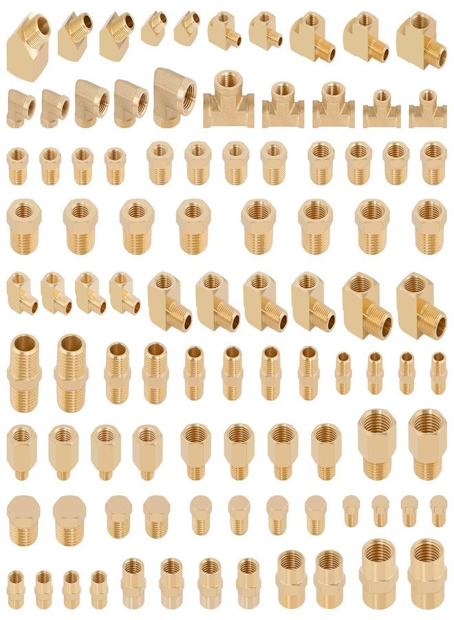KOOTANS 96PCS Brass Pipe Fittings Assortment Kit - NPT Adapter, Reducer Bushing, Hex, Coupling, Head Plug, 45 & 90 Degree Barstock Street Elbow, Tee Fittings Kit - Image 2