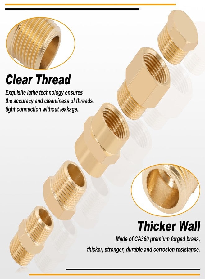 KOOTANS 96PCS Brass Pipe Fittings Assortment Kit - NPT Adapter, Reducer Bushing, Hex, Coupling, Head Plug, 45 & 90 Degree Barstock Street Elbow, Tee Fittings Kit - Image 4
