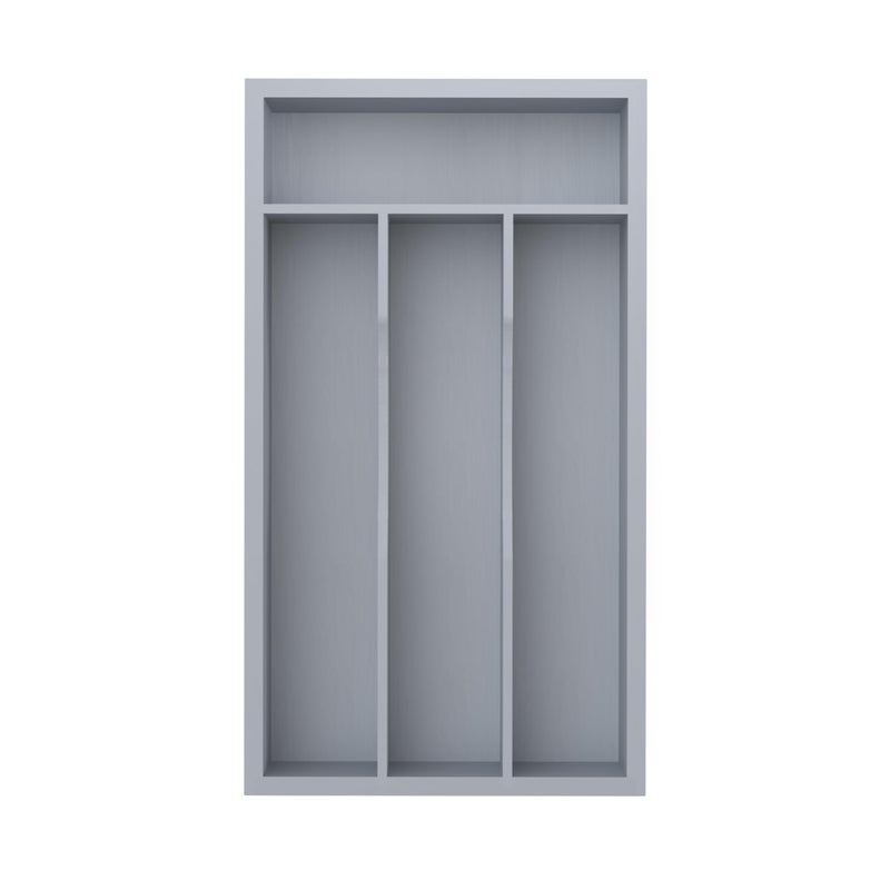 BEKVEM Silverware Organizer, Bamboo Kitchen Drawer Organizer, Utensil Holder, Cutlery Tray & Spoon Flatware Storage with Grooved Drawer Dividers (Grey) - Image 1