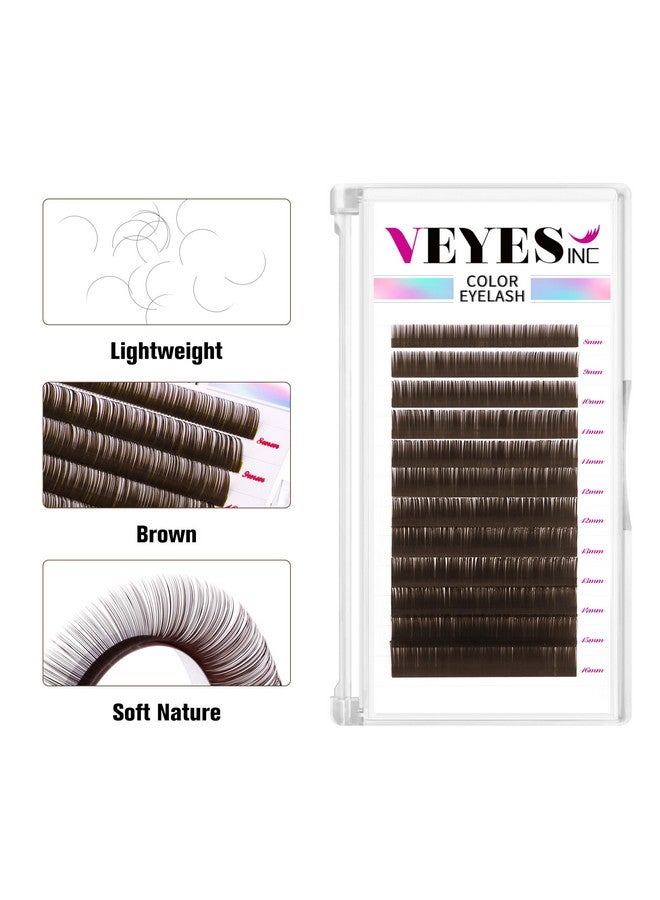 VEYES INC Colored Lash Extensions 03 05 07 Cd Curl 816Mm Mixed Length Tray Premium Individual Silk Eyelashes Professional Supplies For Lash Techs (Dark Brown 0.05 D 816Mm) - Image 2