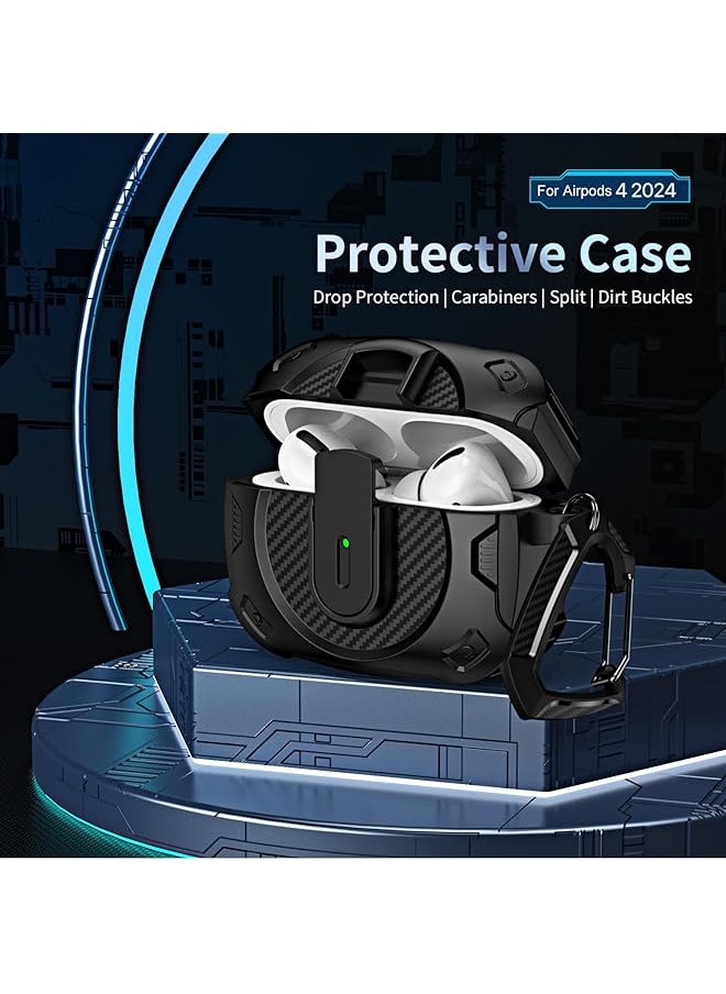 erorex - Compatible With Airpods 4Th Generation Case With Keychain Automatic Snap Switch Secure For New Airpods 4 Charging Cover 2024 Strong Drop Protection Black - Image 1