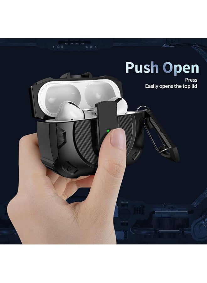 erorex - Compatible With Airpods 4Th Generation Case With Keychain Automatic Snap Switch Secure For New Airpods 4 Charging Cover 2024 Strong Drop Protection Black - Image 1
