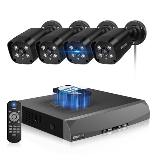 ohwoai OHWOAI 4k Ultra Hd 100ft Ir Night Vision Wired Outdoor Security Camera System Poe Camer