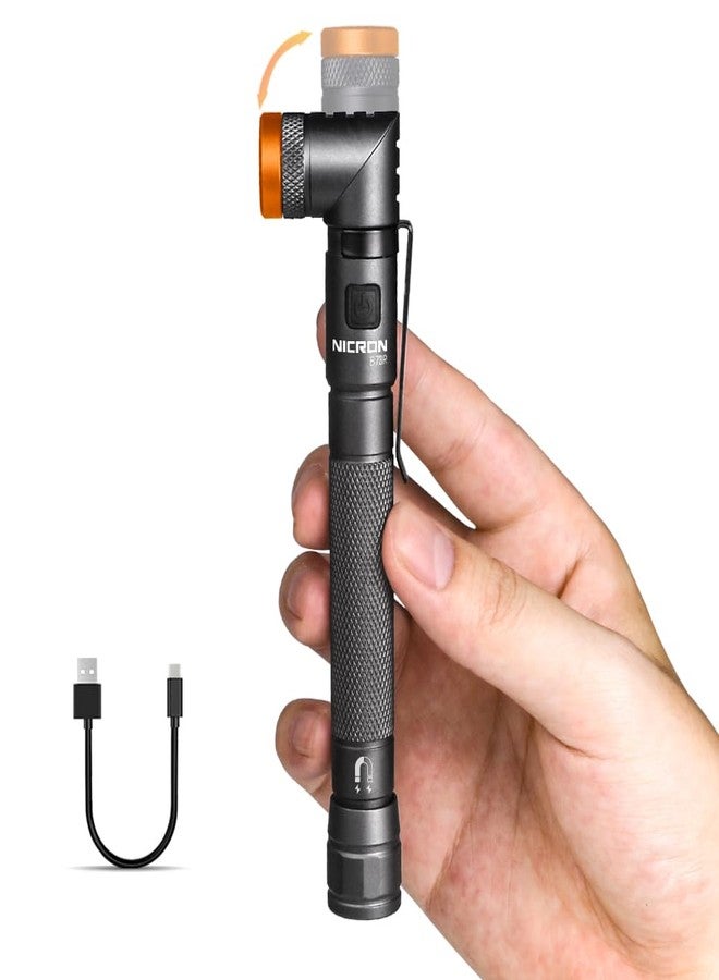 NICRON B73R Pen Flashlights 90 Degree Rotatable Flashlight 300 Lumen 4 Modes with SOS Rechargeable Flashlight, IPX4 Waterproof, Magnetic Light for Work,Repair, Emergency - Image 1