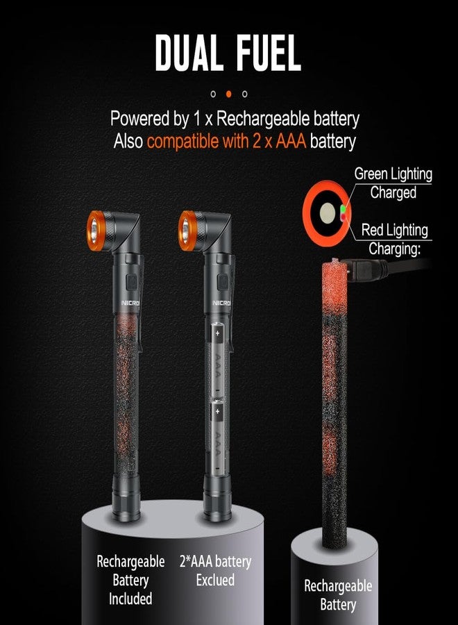 NICRON B73R Pen Flashlights 90 Degree Rotatable Flashlight 300 Lumen 4 Modes with SOS Rechargeable Flashlight, IPX4 Waterproof, Magnetic Light for Work,Repair, Emergency - Image 5