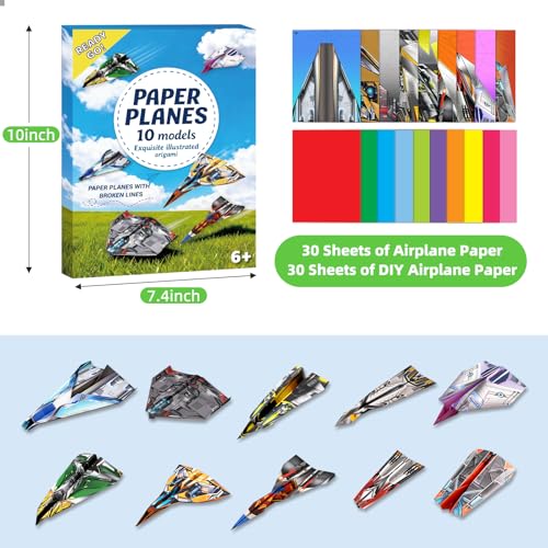 hapray 60 Sheets Paper Airplane Kit, Art and Crafts for Kids with Paper Airplane Instructions Book & Video, Stocking Stuffers for Boys Girls, Birthday Easter Kids Activities Crafts Gifts - Image 3