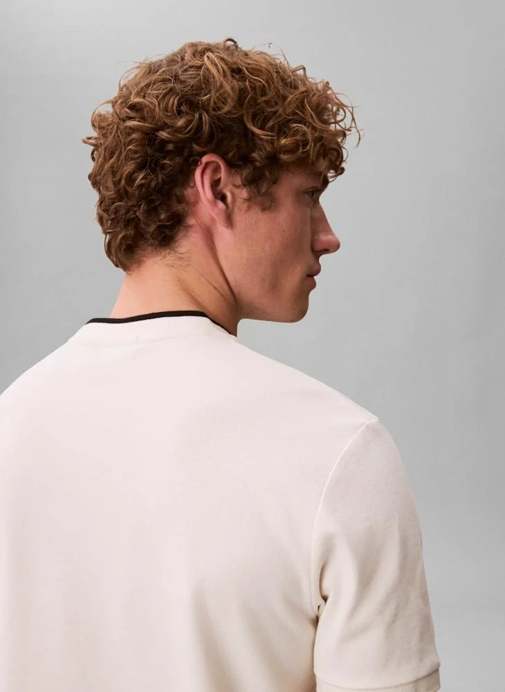 CALVIN KLEIN  Cotton Piqué Tipped Collar T-shirt for Men | Best Price UAE