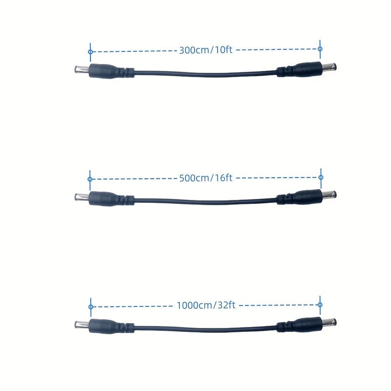 DC 5.5x2.1mm Male to Male Power Extension Cord 31cm 2 Pack for LED Strip CCTV Camera - Image 1