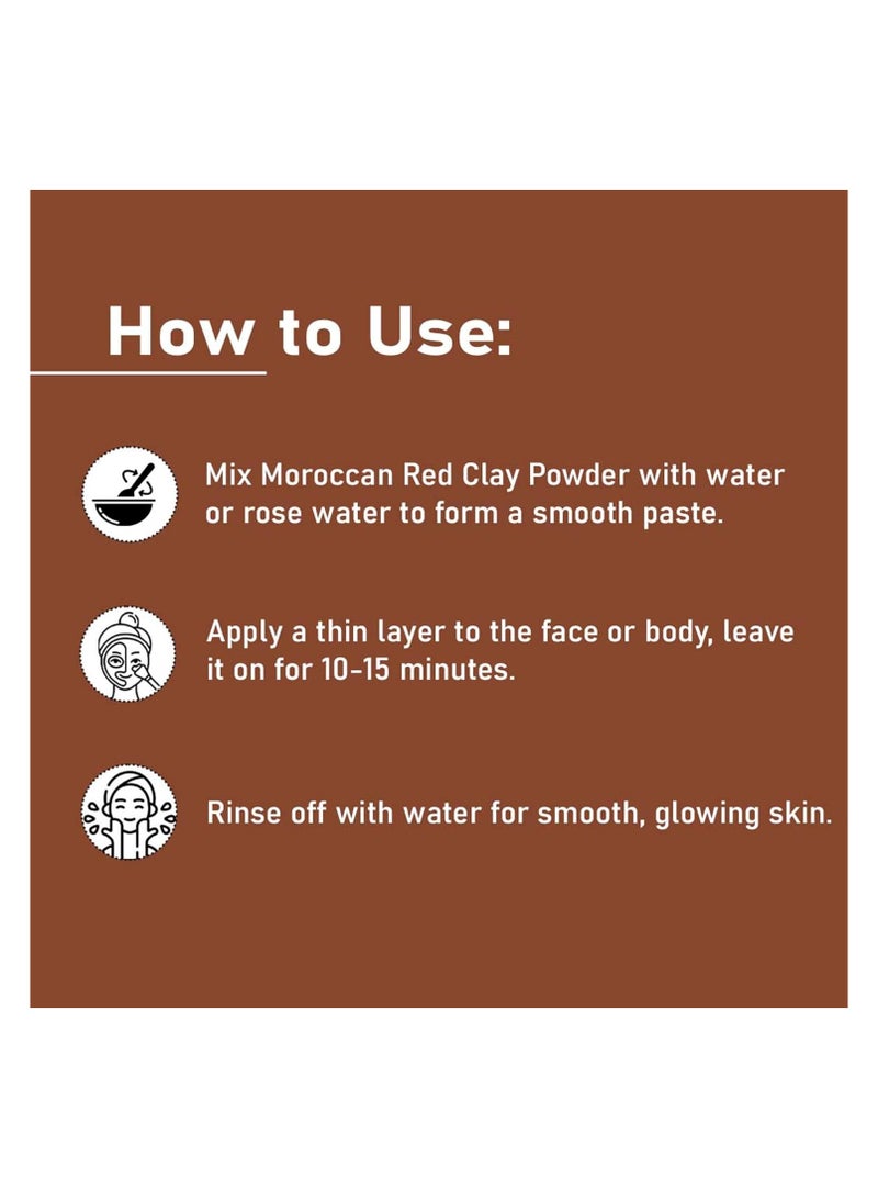 minature Moroccan Red Clay Powder by mi nature | Suitable for Face Mask, Scrub,Soaps,Bath Bombs, Body Wraps | Very Fine Powder | No Additives | Detoxifies, Removes impurities | Hair Shampoo - Image 4