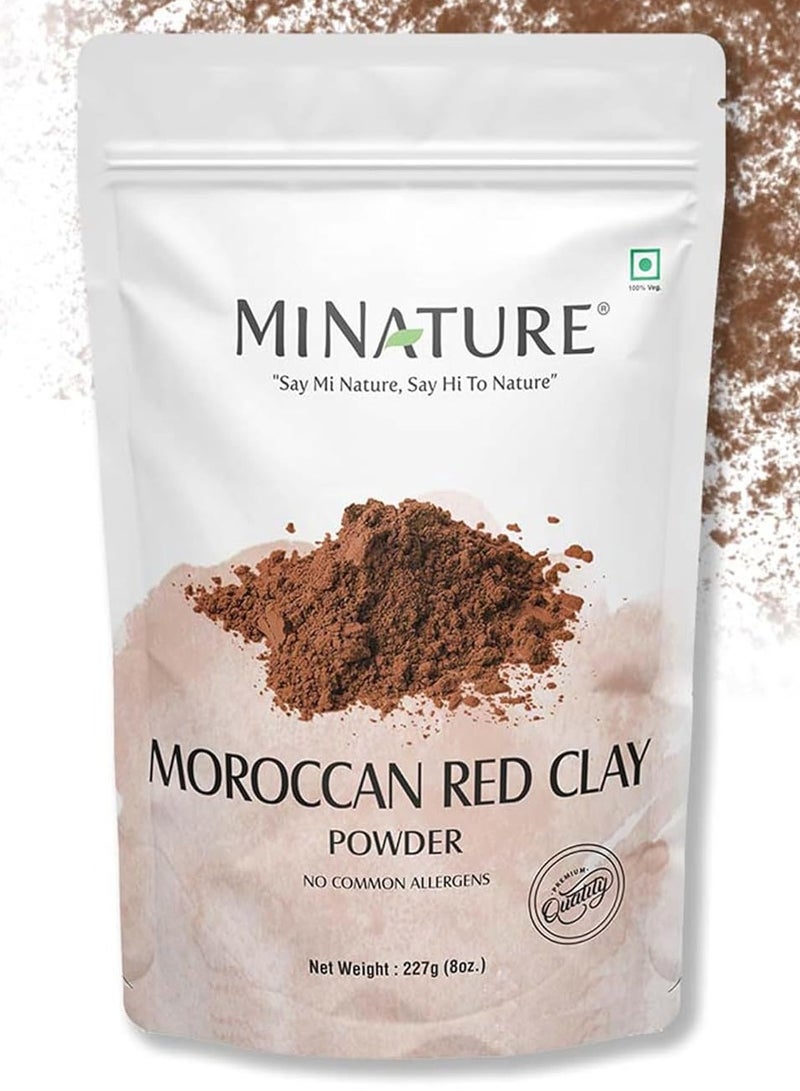 minature Moroccan Red Clay Powder by mi nature | Suitable for Face Mask, Scrub,Soaps,Bath Bombs, Body Wraps | Very Fine Powder | No Additives | Detoxifies, Removes impurities | Hair Shampoo - Image 1