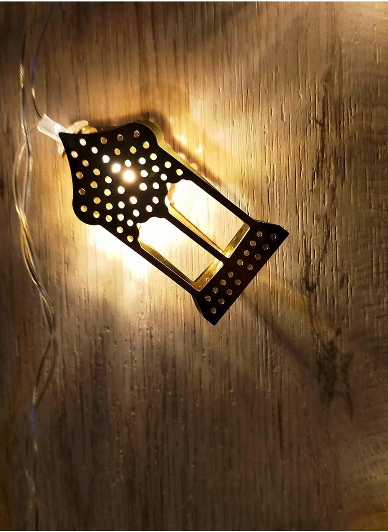 Home Care Vintage Ramadan Decorations for Home, Battery Operated Ramadan Lights, 10LED EID Mubarak Bronze Metal Lantern String Lights for Mantle Window Tree Bedroom Classroom Ramadan Decor  - Image 2