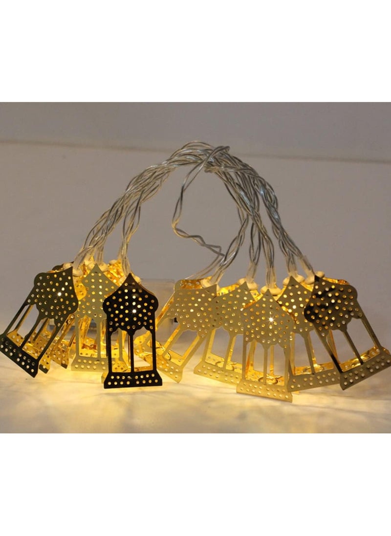 Home Care Vintage Ramadan Decorations for Home, Battery Operated Ramadan Lights, 10LED EID Mubarak Bronze Metal Lantern String Lights for Mantle Window Tree Bedroom Classroom Ramadan Decor  - Image 4