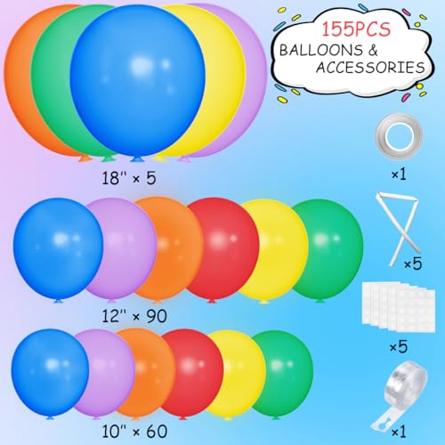 MEBAY Rainbow Balloon Arch Kit 155Pcs 18 12 5 inch Colorful Latex Balloons Garland for Birthday Baby Shower Wedding Engagement Anniversary Party Decorations - Image 5
