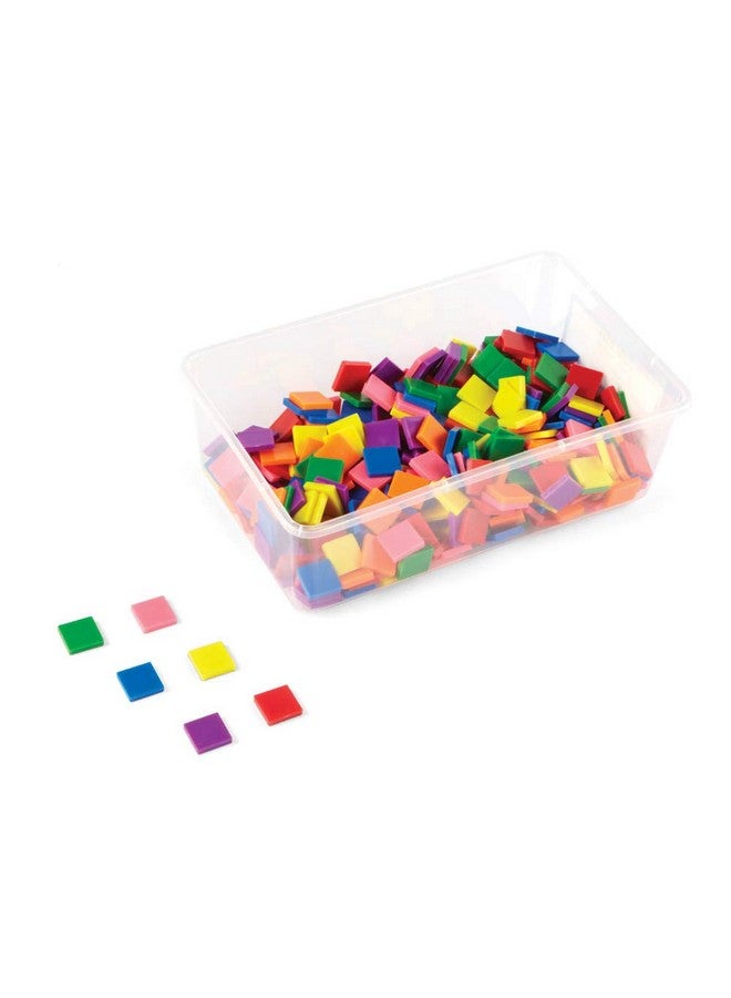 hand2mind hand2mind Plastic Square with 7 Color Tiles, Color Sorting, Math Counters, Counting Manipulatives, Colored Plastic Squares, Math Manipulatives, Bingo Chips, Game Tokens, Tiles Learning (Set of 400) - Image 1