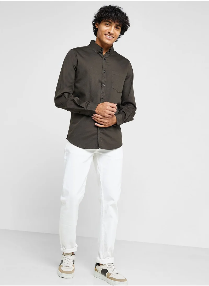 Seventy Five Pure Cotton Casual Double Pocket Shirt
