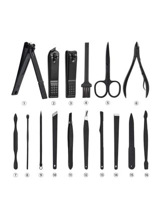 Sailunte Manicure Set, Professional Stainless Steel Pedicure Nail Clipper Tools Kit with PU Leather Folding Case，Women Men Scissors Cutter Set，16 In 1 Travel Grooming Care Tool Kits - view 3