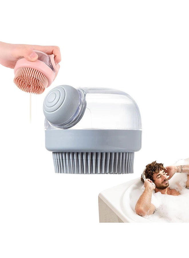 فرشاة استحمام وشامبو متعددة الوظائف مع موزع مدمج - تصميم مبتكر يجمع بين التنظيف العميق والتدليك المريح للعناية بالشعر والوجه والجسم. للرجال والنساء والأطفال (رمادي) - Image 1