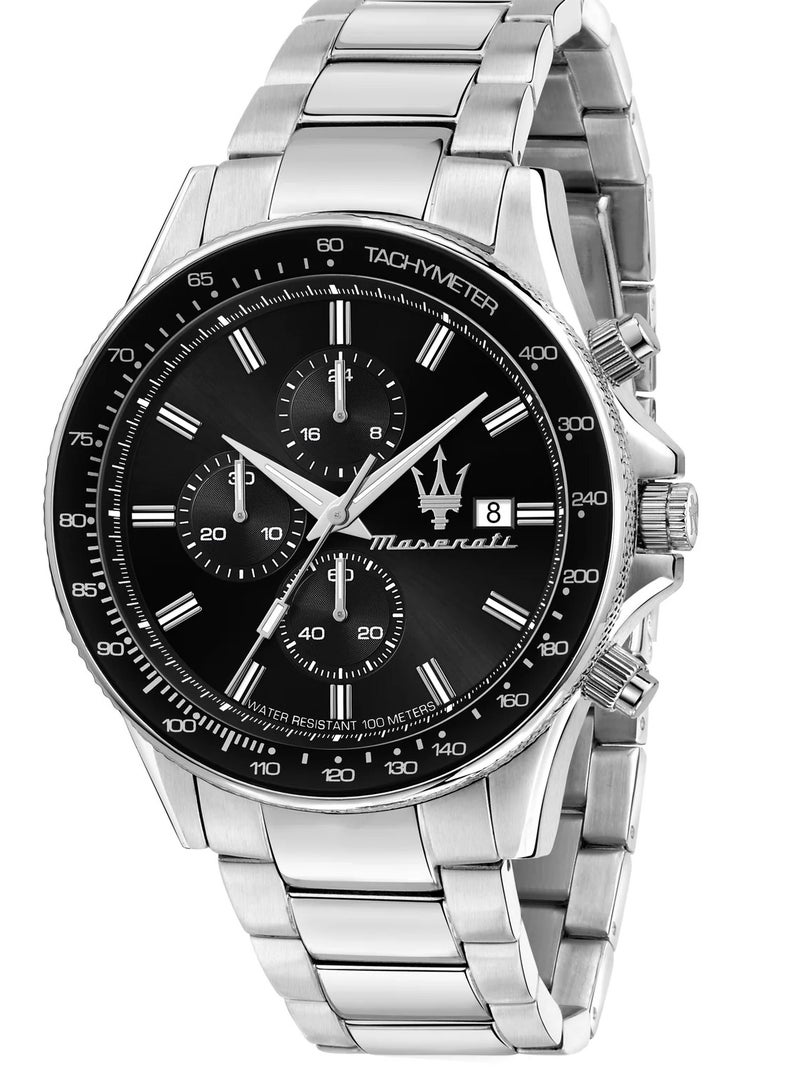 Maserati Maserati Sfida Quartz Black Chronograph Dial Steel Bracelet Men’s Watch R8873640015 - Image 1