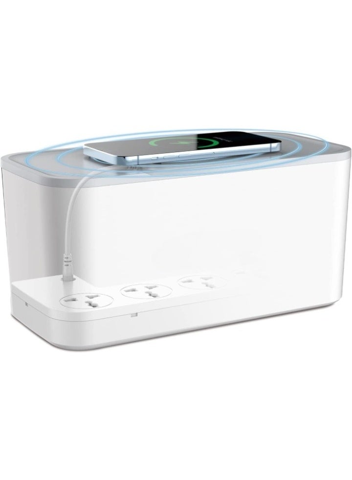 ريبنيو صندوق منظم سلك تمديد الطاقة 5 في 1 من  مع شاحن لاسلكي 15 وات و5 شريط منافذ عالمية و20 وات USB-C PD3.0 و18 وات USB-A SN5309 منافذ شحن سريع وكابل 2 متر - Image 1