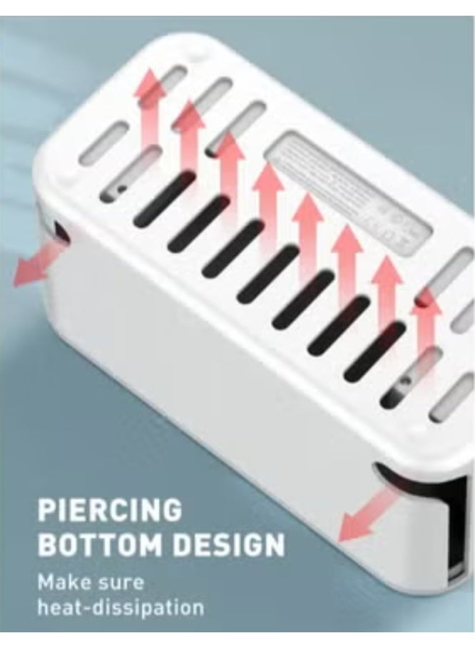 ريبنيو صندوق منظم سلك تمديد الطاقة 5 في 1 من  مع شاحن لاسلكي 15 وات و5 شريط منافذ عالمية و20 وات USB-C PD3.0 و18 وات USB-A SN5309 منافذ شحن سريع وكابل 2 متر - Image 4