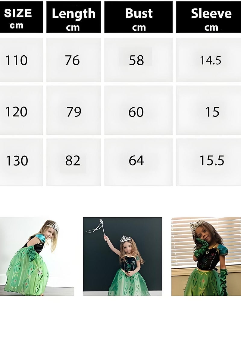 Quivlox Princess Dress Set, Anna Princess Costume with Wand Crown Tiara, Gorgeous Birthday Party Gown with Accessories , Frozen Ice Princess Dress, Luxury Anna Costume Dress, Cosplay Dress Up for Little Girls, Performance Dress for Fancy Dress Parties, Birthdays, Prom Outfits and Cosplay Activities - Image 3