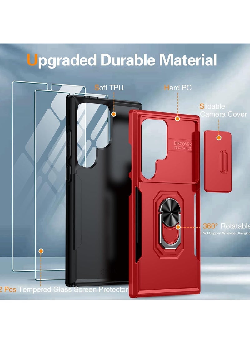 General - Case Compatible with Samsung Galaxy S24 Ultra Case,[Built-in Slide Camera Cover & Rotatable Kickstand][2* Screen Protectors] Military Grade Shockproof Anti-Scratch Case - Image 1