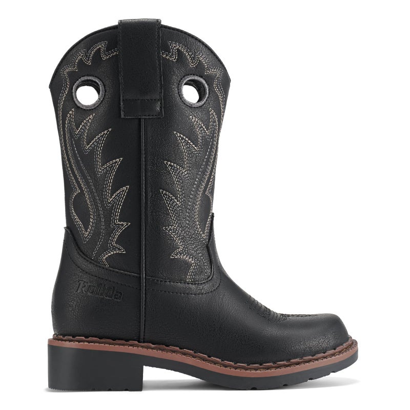 Rollda Boys Cowboy Boots Kids Western Boots Square Toe Girls Cowgirl Boots for Toddler/Little Kid/Big Kid Black Size 6 - Image 5