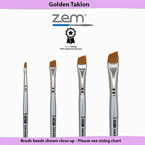 ZEM Brush Golden Taklon Angle Shaders Brush Set Sizes 1/8", 1/4', 3/8", 1/2" - Image 3