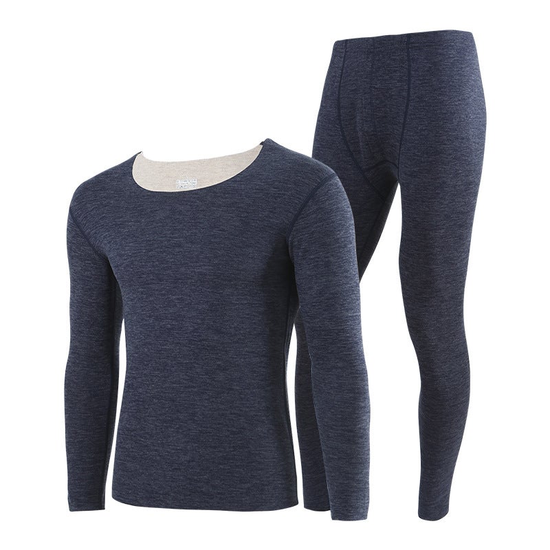 5A Anti-bacterial Wool Silk Thermal Underwear Mens Suit Autumn and Winter Middle-aged and Elderly Womens Autumn Clothes and Pants Men's denim blue