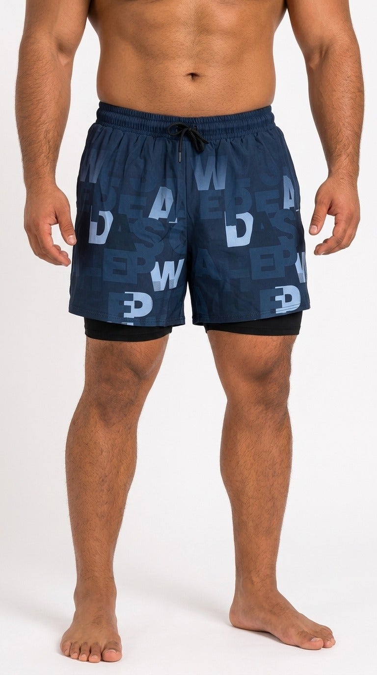 Moveletix Men's 2-Pack Swim Shorts Yellow & Print - Image 4