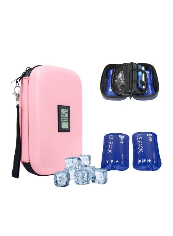 ريد ليف عبوة أنسولين ثلاجة لمدة ٤٨ ساعة، معتمدة من إدارة أمن النقل (TSA)، عبوة ثلاجة لمرضى السكر مزودة بميزان حرارة وشاشة عرض لدرجة الحرارة، حقيبة تخزين أدوية مبردة، تحتوي على كيسين ثلج، مناسبة لمستلزمات مرضى السكر (وردي). - Image 1