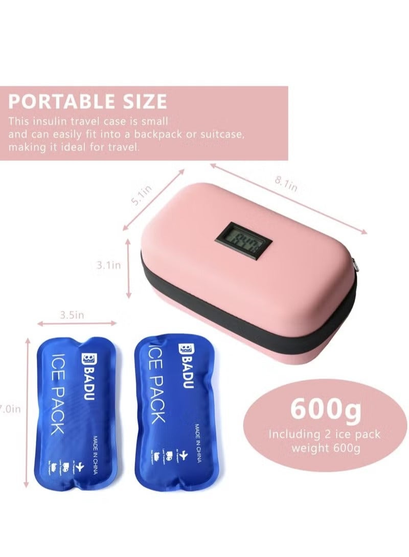 ريد ليف عبوة أنسولين ثلاجة لمدة ٤٨ ساعة، معتمدة من إدارة أمن النقل (TSA)، عبوة ثلاجة لمرضى السكر مزودة بميزان حرارة وشاشة عرض لدرجة الحرارة، حقيبة تخزين أدوية مبردة، تحتوي على كيسين ثلج، مناسبة لمستلزمات مرضى السكر (وردي). - Image 3
