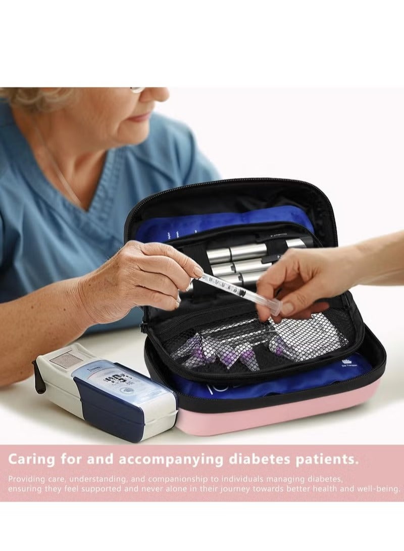 ريد ليف عبوة أنسولين ثلاجة لمدة ٤٨ ساعة، معتمدة من إدارة أمن النقل (TSA)، عبوة ثلاجة لمرضى السكر مزودة بميزان حرارة وشاشة عرض لدرجة الحرارة، حقيبة تخزين أدوية مبردة، تحتوي على كيسين ثلج، مناسبة لمستلزمات مرضى السكر (وردي). - Image 4