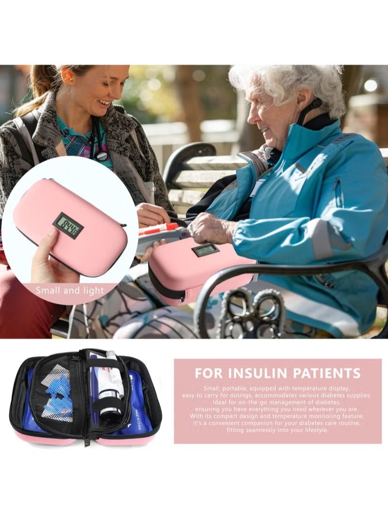ريد ليف عبوة أنسولين ثلاجة لمدة ٤٨ ساعة، معتمدة من إدارة أمن النقل (TSA)، عبوة ثلاجة لمرضى السكر مزودة بميزان حرارة وشاشة عرض لدرجة الحرارة، حقيبة تخزين أدوية مبردة، تحتوي على كيسين ثلج، مناسبة لمستلزمات مرضى السكر (وردي). - Image 5