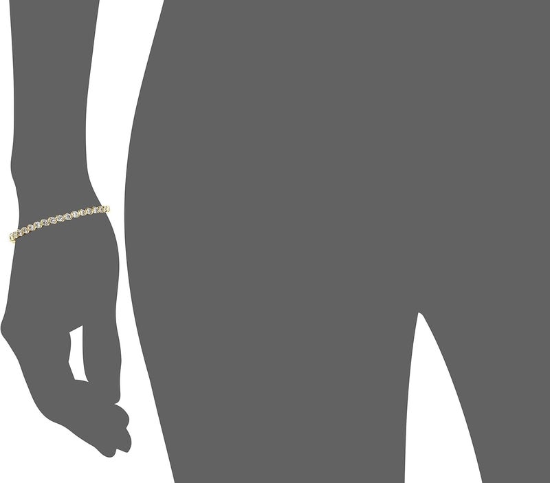 Estele 24 Kt Gold Plated Line American Diamond Gamma Cuff Bracelet For Valentines Day Gift - Image 2