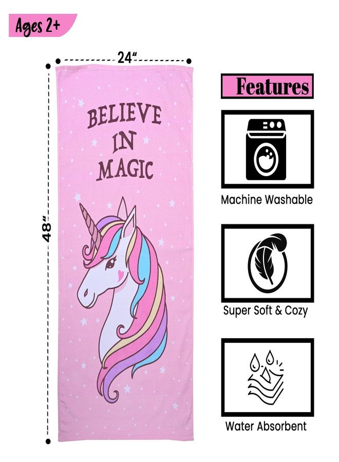 MumsLap Kids Bath Towel | Pink Color Unicorn Print Towel for Baby Girl & Boy | Premium Soft & Absorbent 100% Cotton Drying Towels |380 GSM |Versatile for Bath, Pool and Beach_(Pack of 1) - Image 3