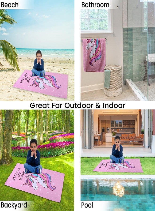 MumsLap Kids Bath Towel | Pink Color Unicorn Print Towel for Baby Girl & Boy | Premium Soft & Absorbent 100% Cotton Drying Towels |380 GSM |Versatile for Bath, Pool and Beach_(Pack of 1) - Image 4