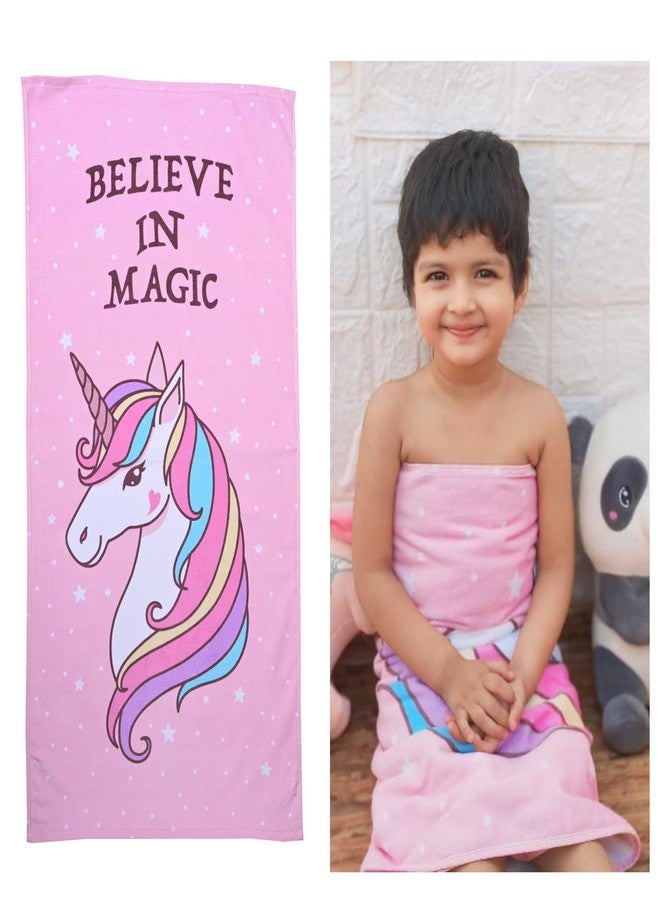 MumsLap Kids Bath Towel | Pink Color Unicorn Print Towel for Baby Girl & Boy | Premium Soft & Absorbent 100% Cotton Drying Towels |380 GSM |Versatile for Bath, Pool and Beach_(Pack of 1) - Image 1