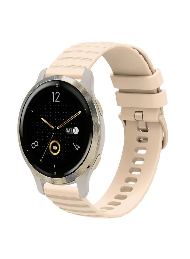 For Garmin Venu 2S 18mm Wavy Dotted Solid-Color Silicone Watch Band Starlight Color