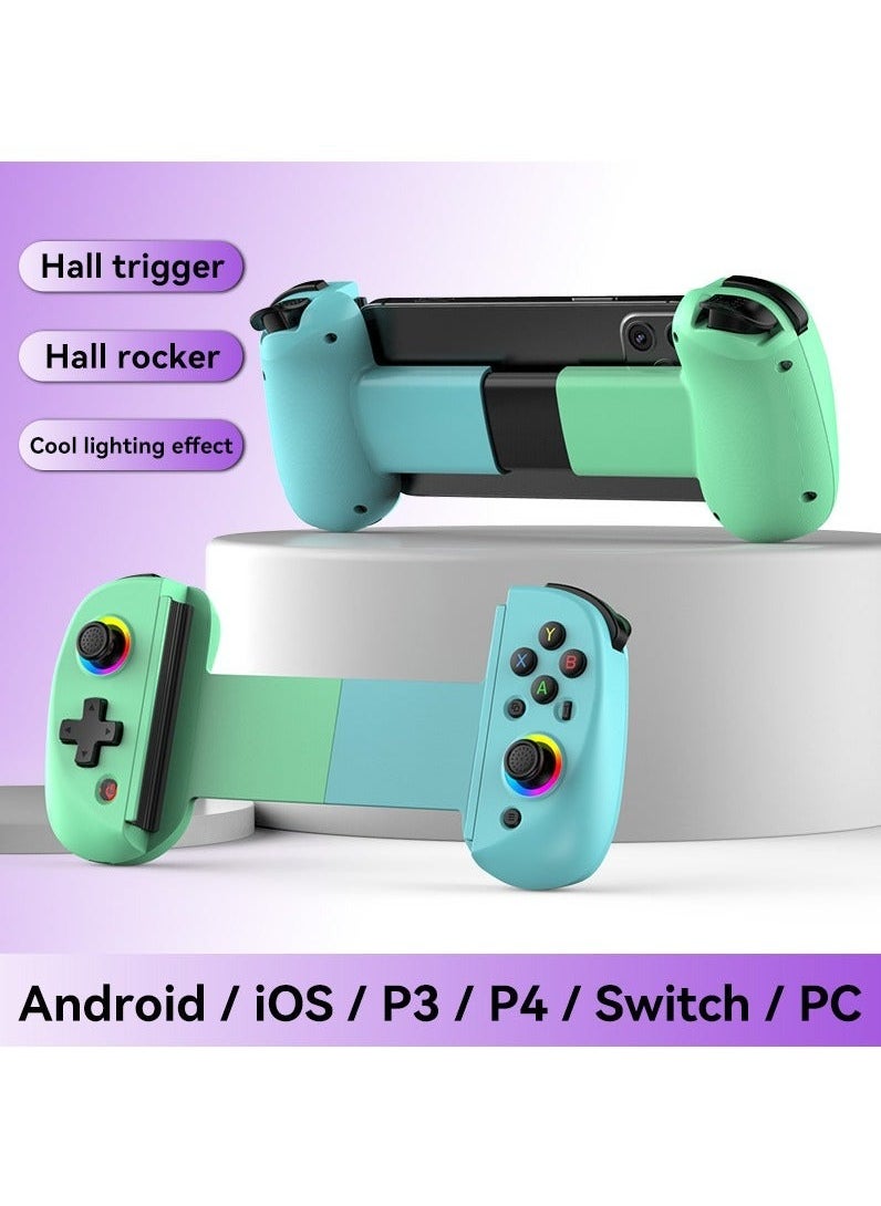 Generic D8 Mobile Gaming Controller for iPhone/Android/PC/Nintendo Switch/PS4, Cloud Games, with Hall Effect Joystick, 6 Axis Gyro (Blue and Green)  - Image 1
