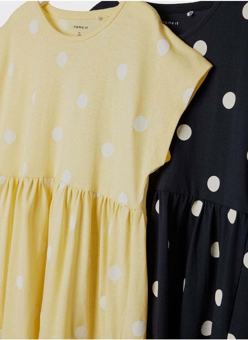 NAME IT - Kids 2 Pack Polka Dot Dress - Image 1