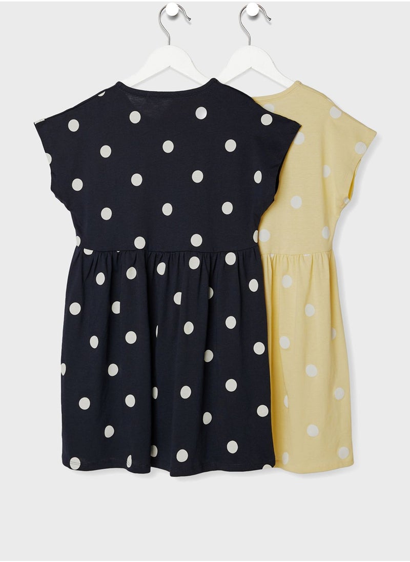 NAME IT - Kids 2 Pack Polka Dot Dress - Image 1
