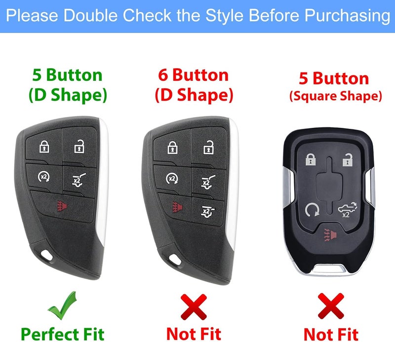 Aoocar 5 Button Heavy Metal Key Fob Cover for GMC and Chevy Models with Carbon Fiber Pattern - Image 2
