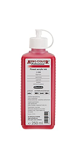 Schmincke AERO COLOR Professional Carmine 250 ml 28302027 highly liquid highly brilliant acrylic colour for acrylic painting airbrush mixed media acrylic ink - Image 1