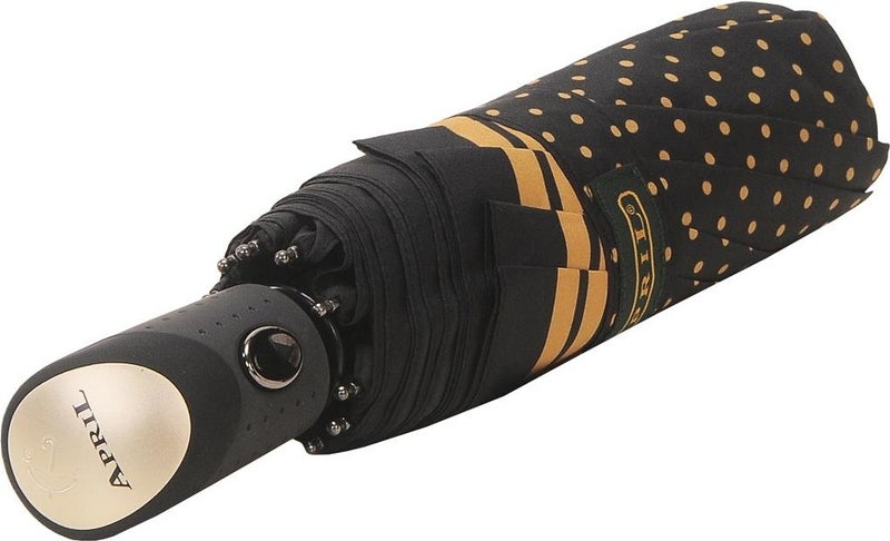 April Fully Automatic Luxury Umbrella Yellow Polka Dot Black  - Image 4