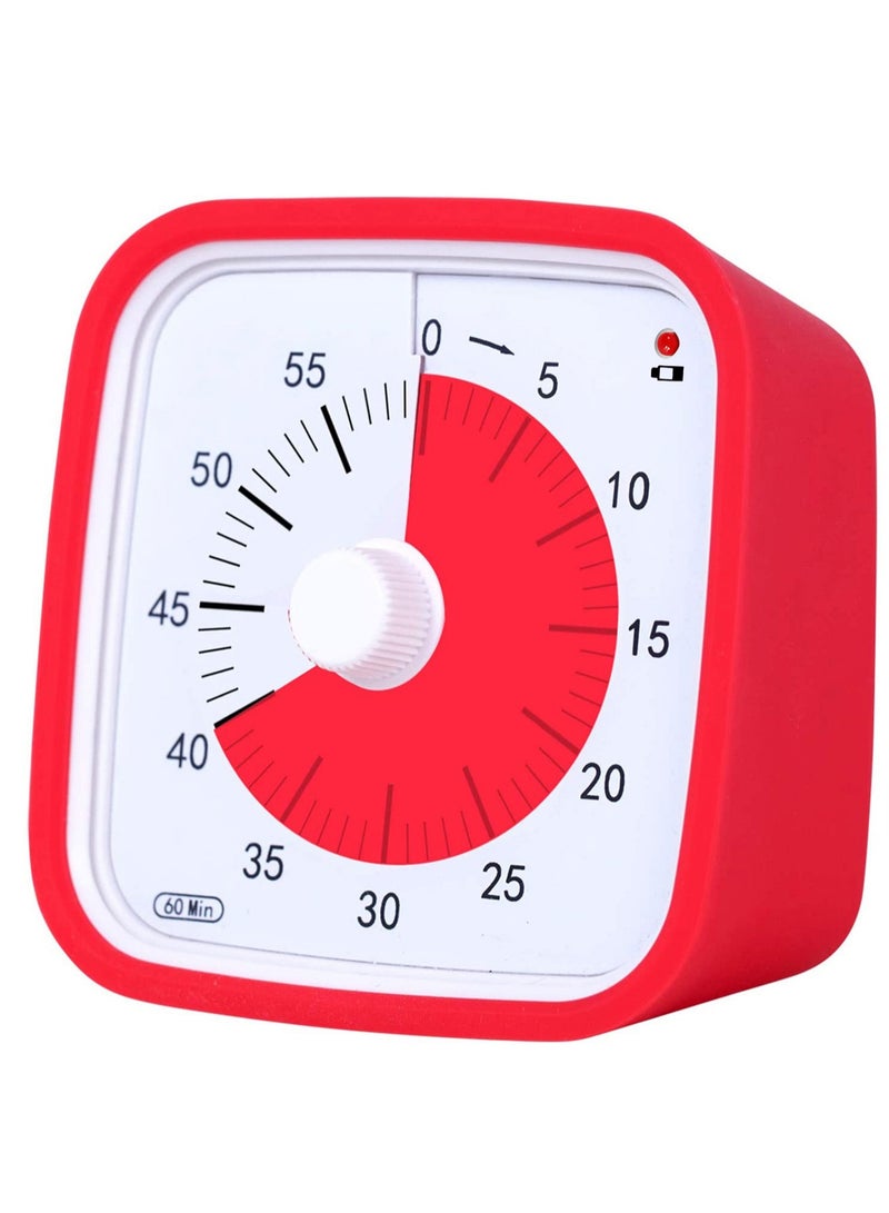 Manual Visual Timer Alarm Clock Suitable For Kitchen Study Etc. (Red Shell Red Dial)  - Image 1